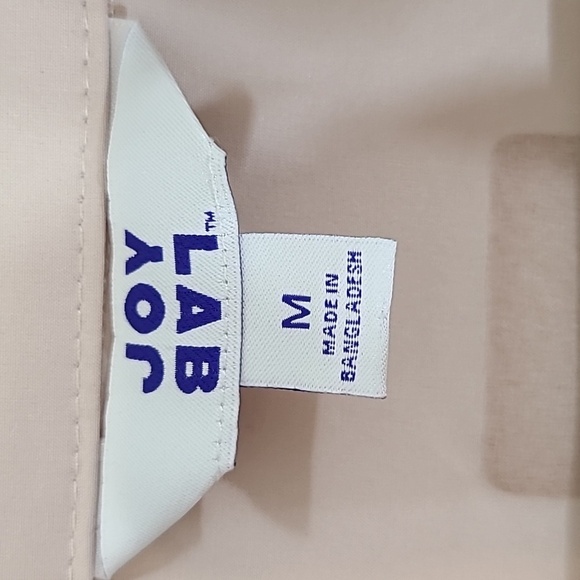 JoyLab Cropped Cream/Black Lightweight Pullover Long Sleeve Kangaroo Pocket, M - Picture 4 of 5